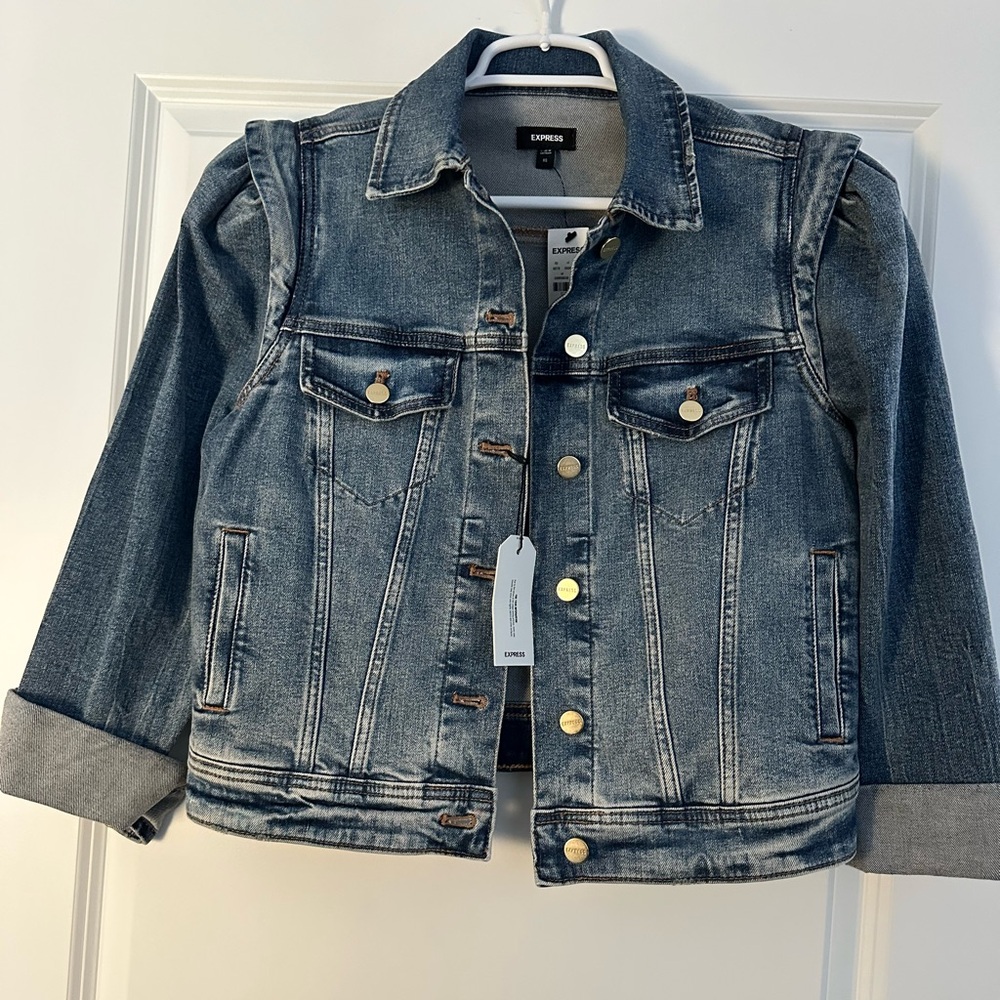 Express Jean jacket with accented shoulder detail